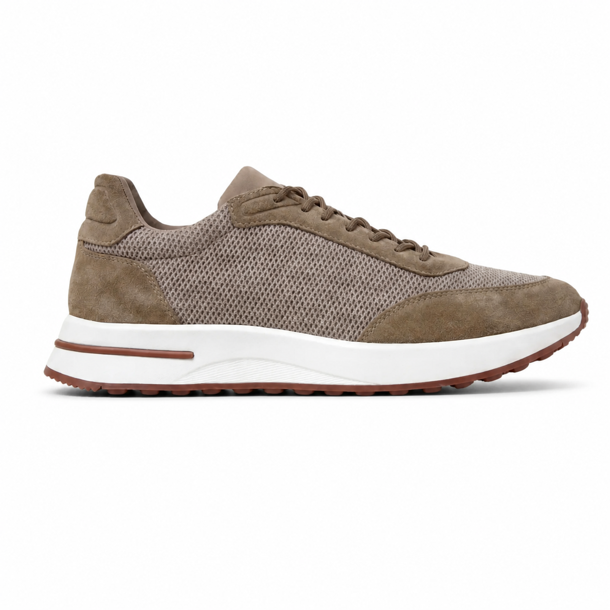 Men's Orvessa taupe mesh casual sneakers – side profile