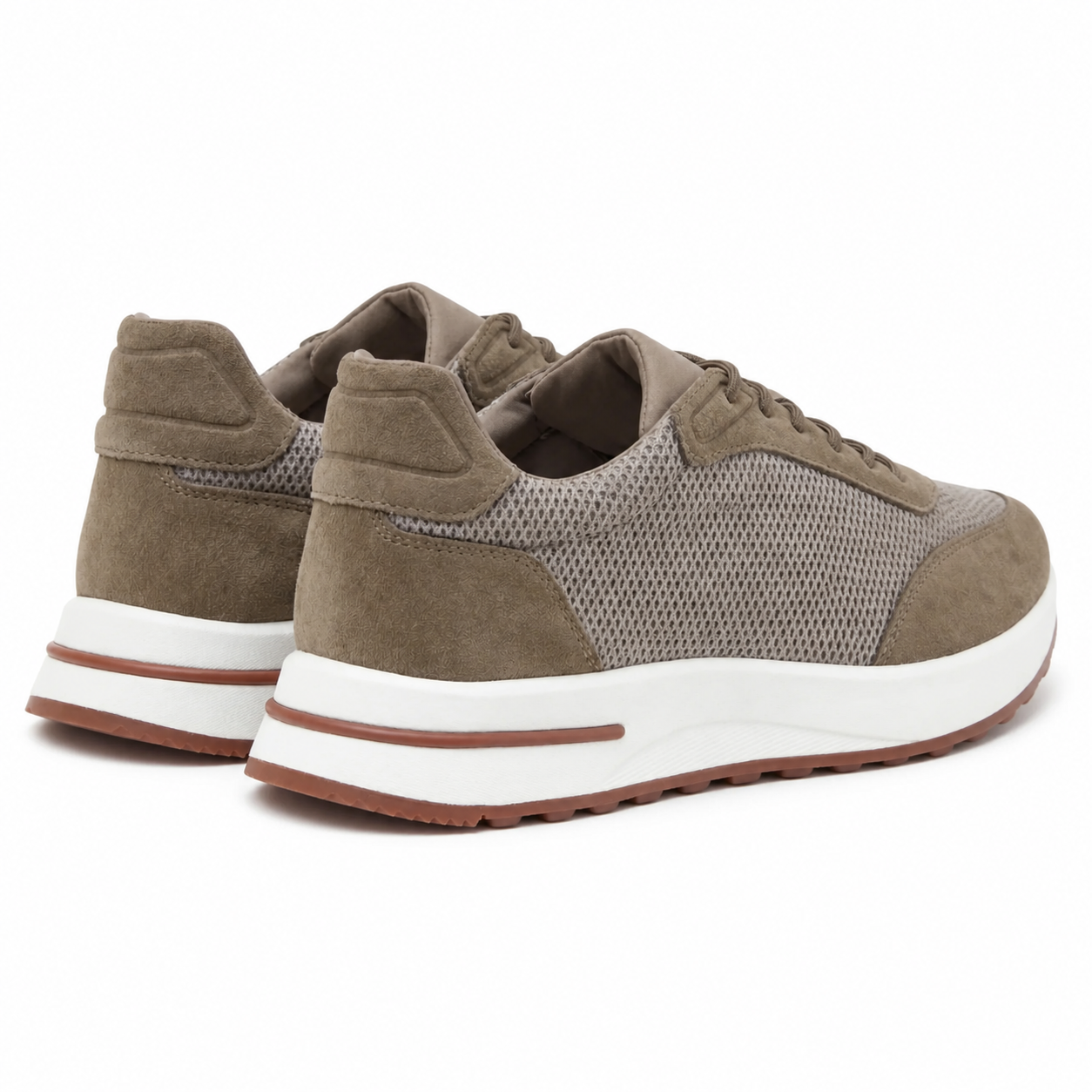 Men's Orvessa taupe mesh casual sneakers – rear angle