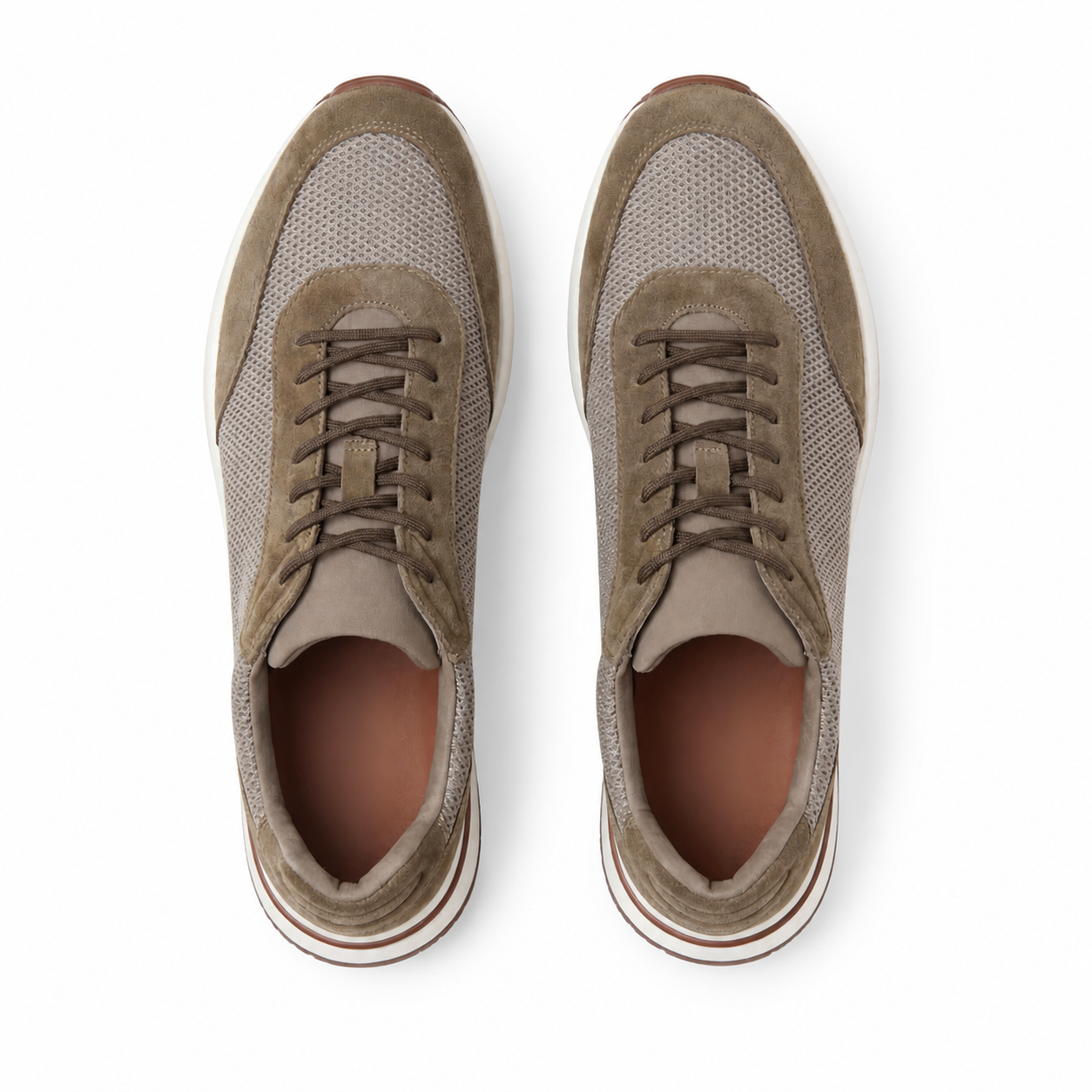 Men's Orvessa taupe mesh casual sneakers – top view