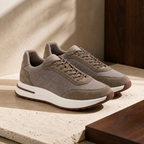 Orvessa taupe mesh casual sneakers editorial still life