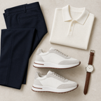 Orvessa White sneakers smart-casual flat lay