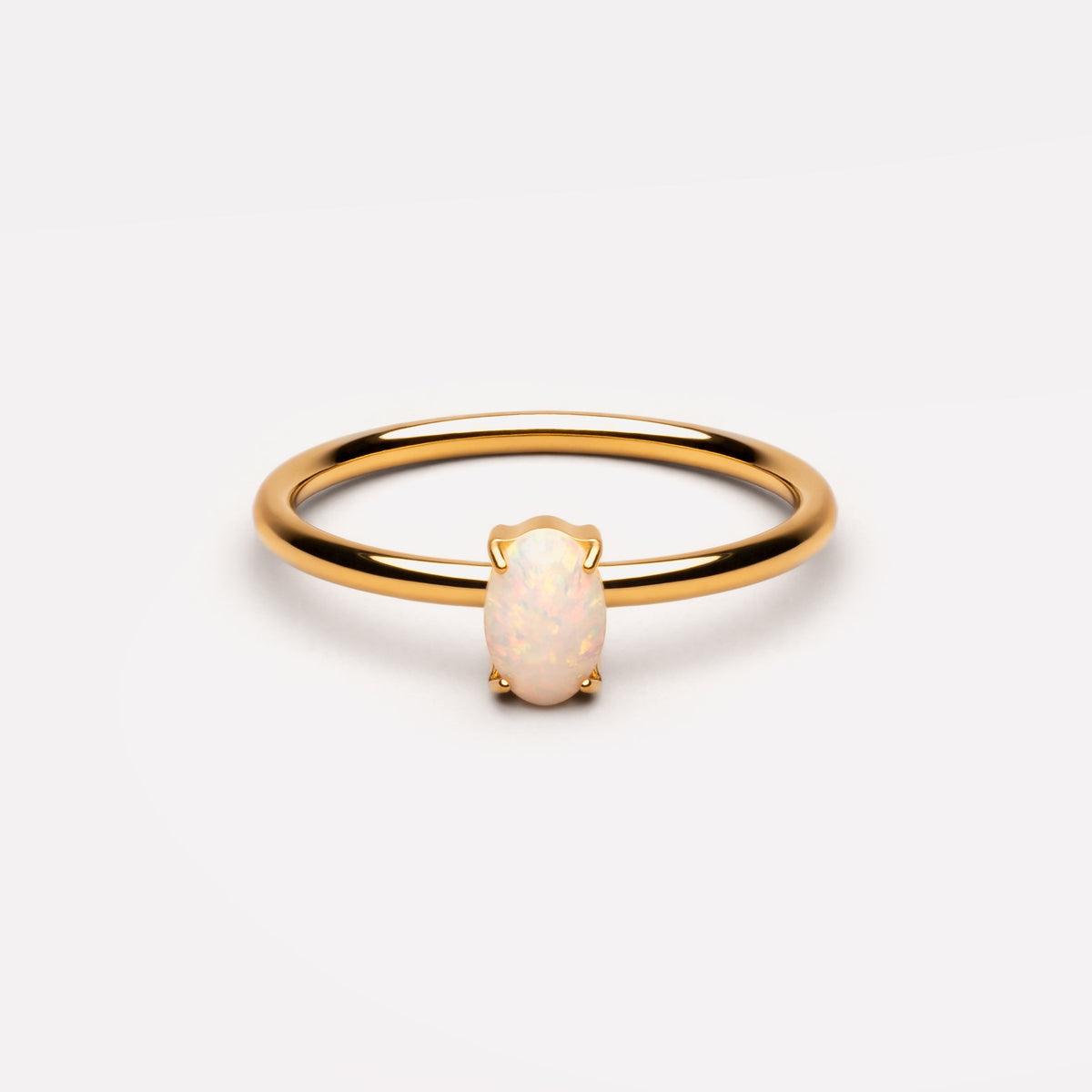Bruce & Co Oval White Opal Solitaire Ring, Steel