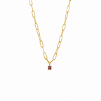 Bruce & Co Paperclip Birthstone Necklace