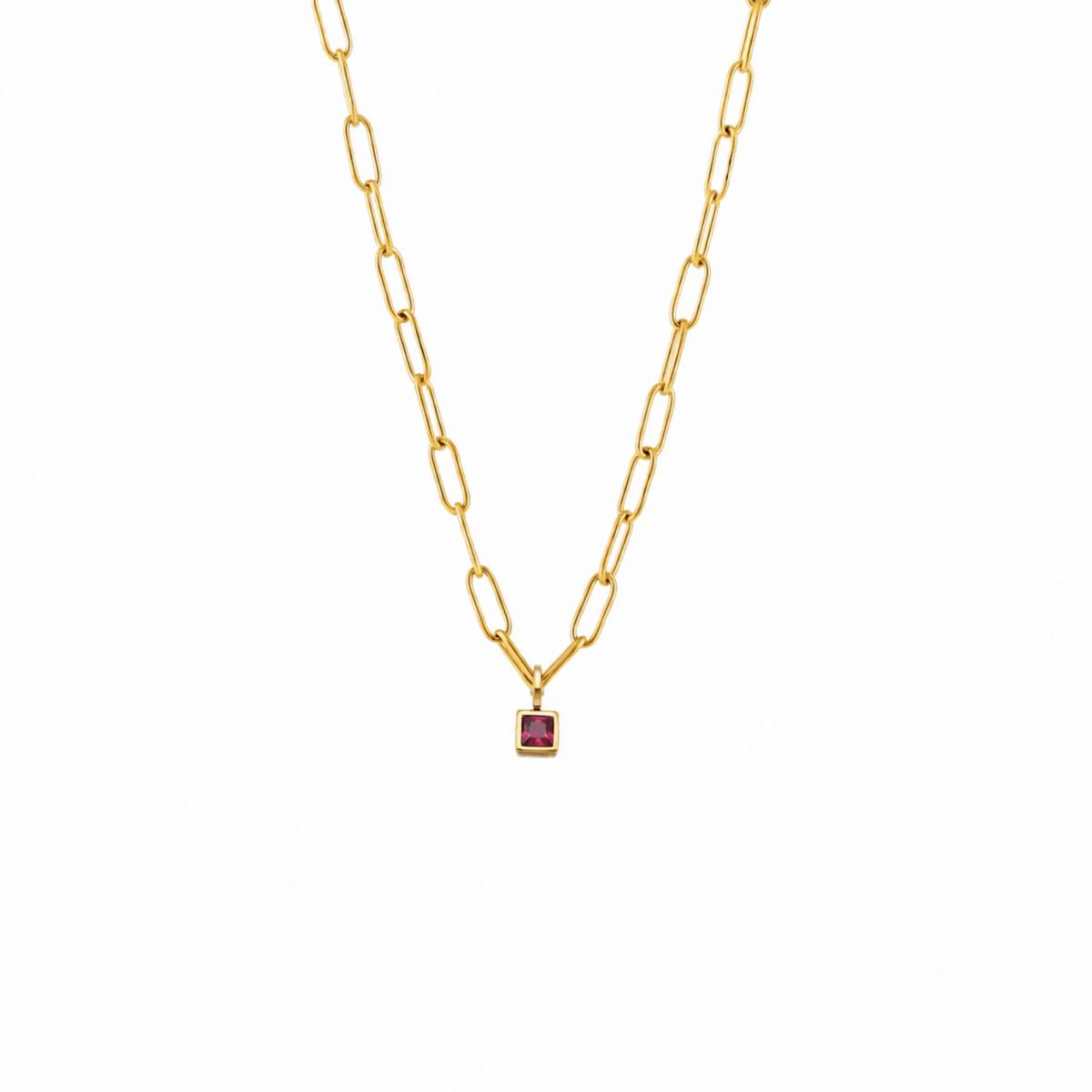 Bruce & Co Paperclip Birthstone Necklace