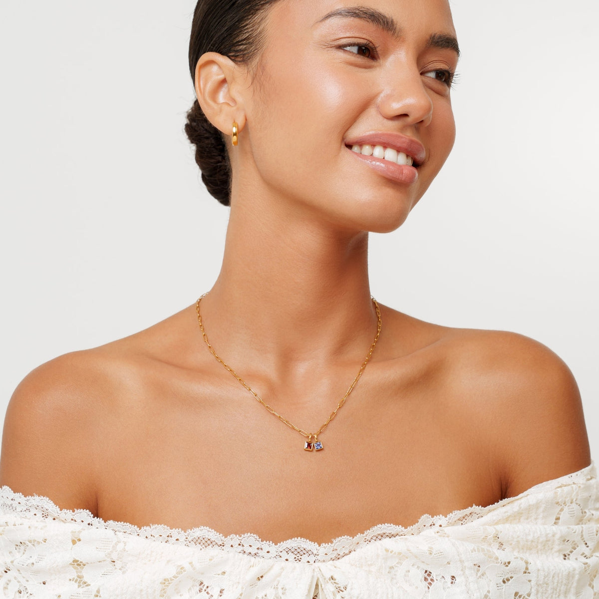 Bruce & Co Paperclip Birthstone Necklace