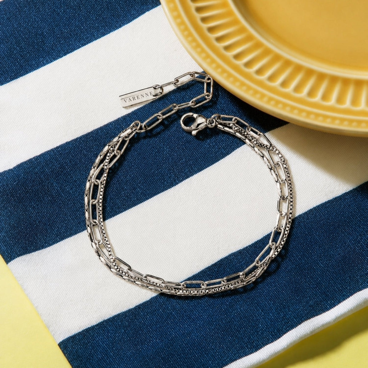 Bruce & Co Triple Layered Chain Bracelet, Stainless Steel