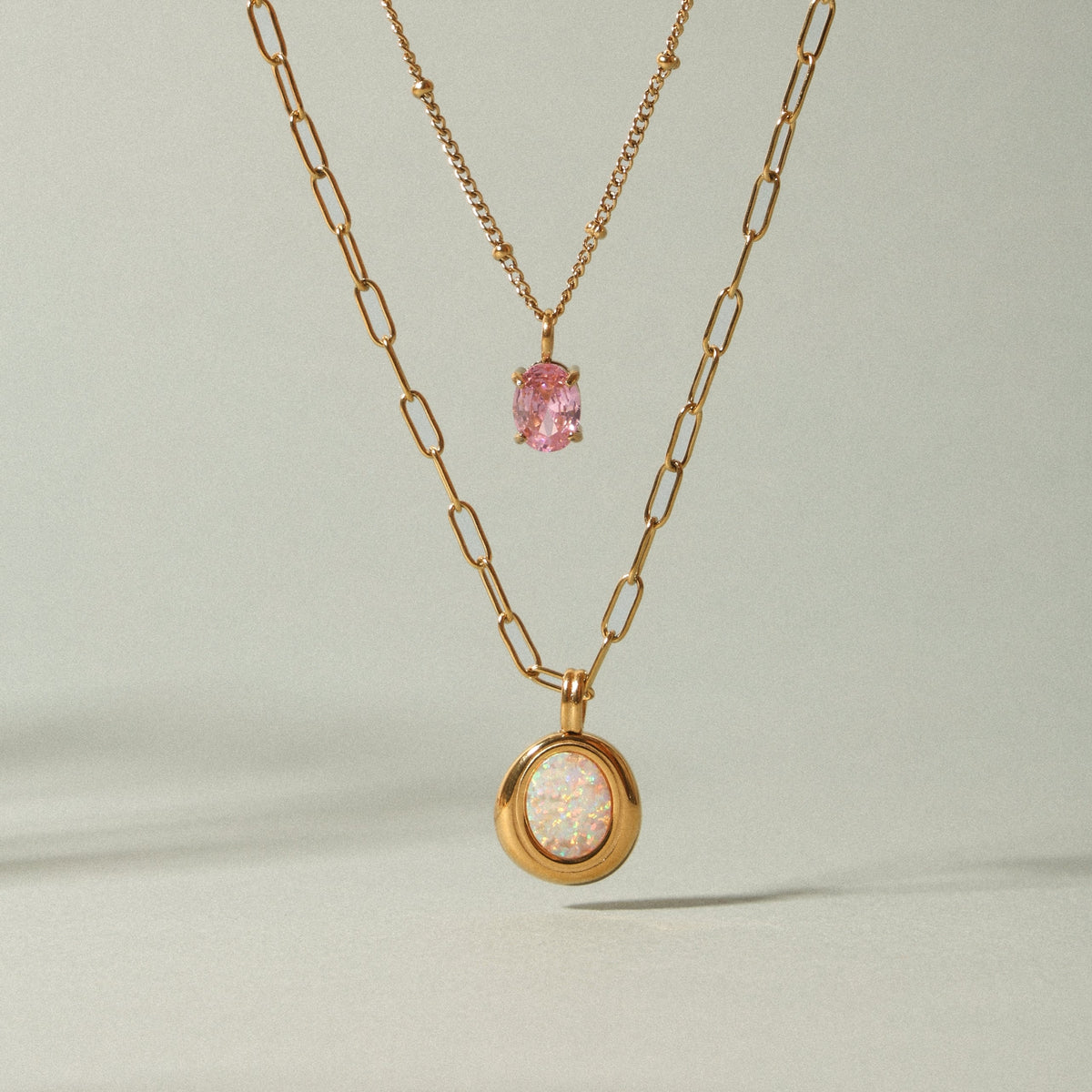 Bruce & Co Aura – Opal Bezel Paperclip Necklace