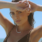 Bruce & Co Mykonos – Half Pearl and Paperclip Necklace, 39 cm