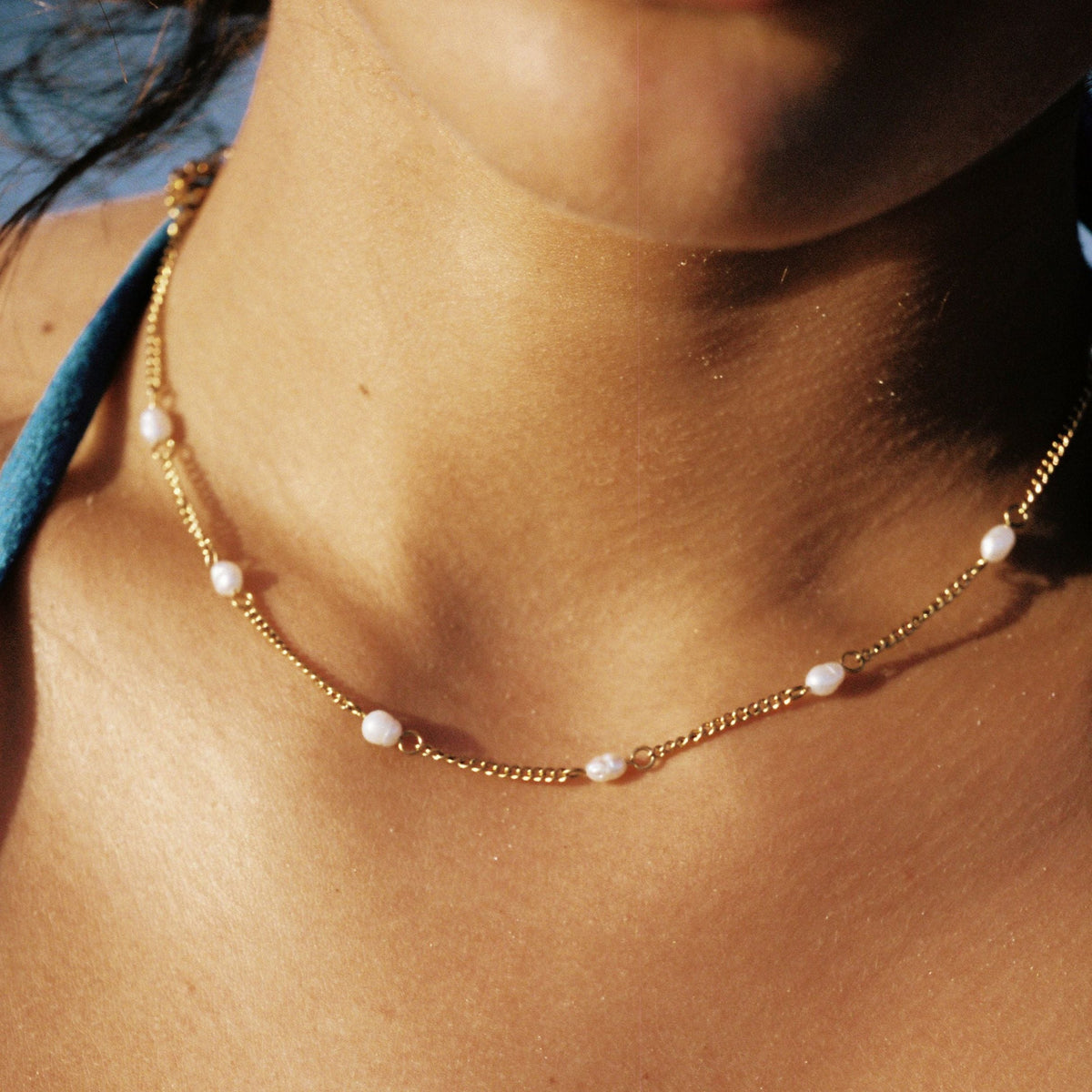 Freshwater Pearl Station Choker, 37 cm