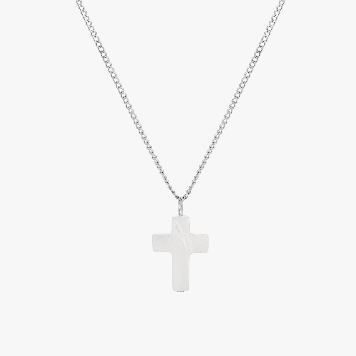 Bruce & Co Mother-of-Pearl Cross Necklace, Stainless Steel