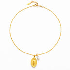 Bruce & Co Faith – Oval Devotional Medal and Pearl Necklace
