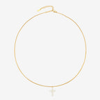Bruce & Co Mother-of-Pearl Cross Necklace, Stainless Steel