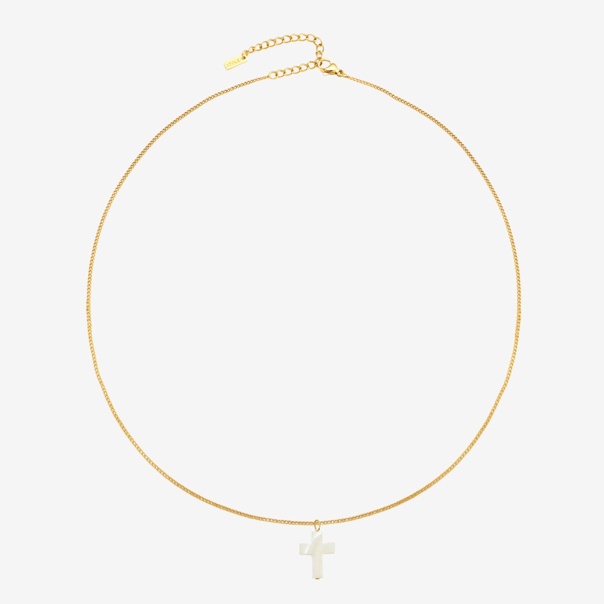 Bruce & Co Mother-of-Pearl Cross Necklace, Stainless Steel