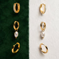 Bruce & Co Hammered Pearl Hoop Earrings, 12 mm