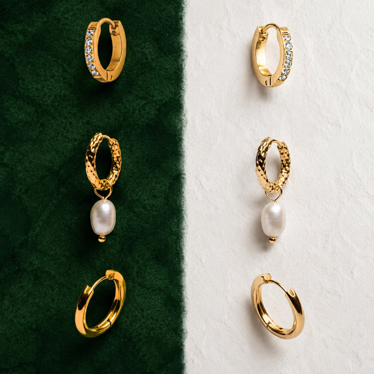 Bruce & Co Hammered Pearl Hoop Earrings, 12 mm