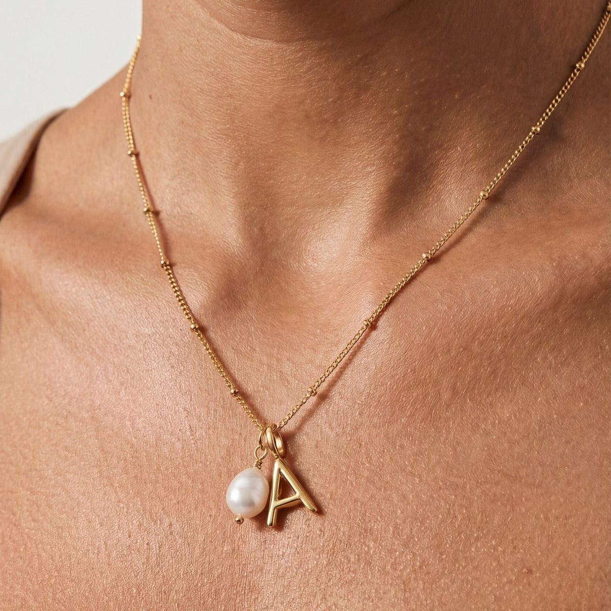 Bruce & Co Initial & Pearl Necklace