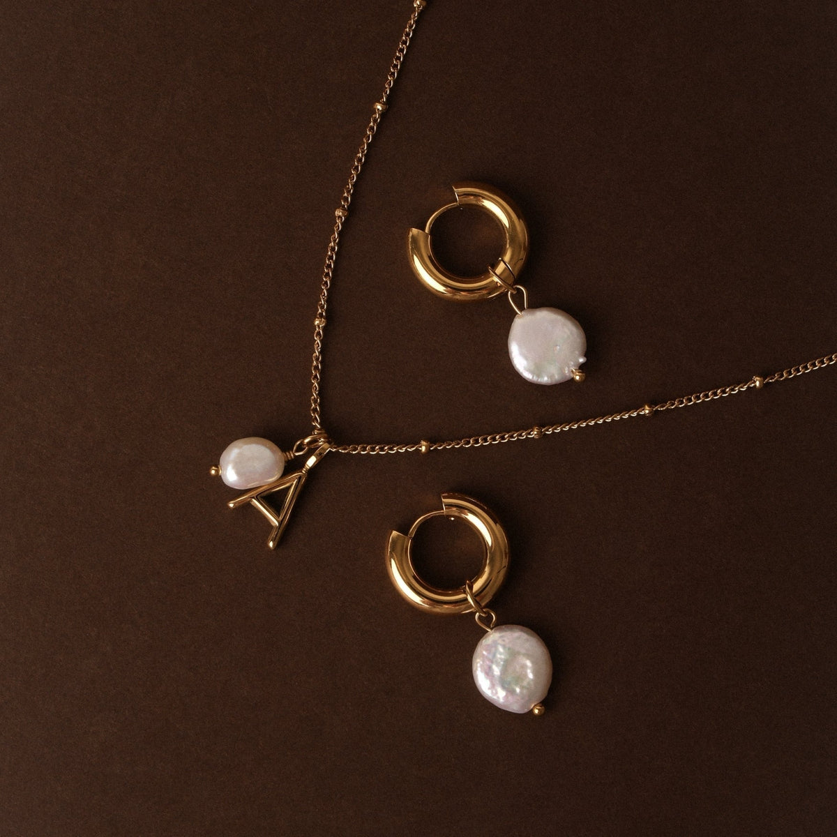Bruce & Co Initial & Pearl Necklace