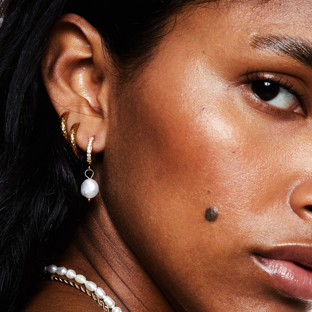 Bruce & Co Freshwater Pearl Drop Hoop Earrings, 13 mm