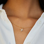 Bruce & Co Glass Pearl Cross Necklace, 15 mm