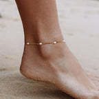 Bruce & Co Freshwater Pearl Station Anklet, 3 mm Pearls