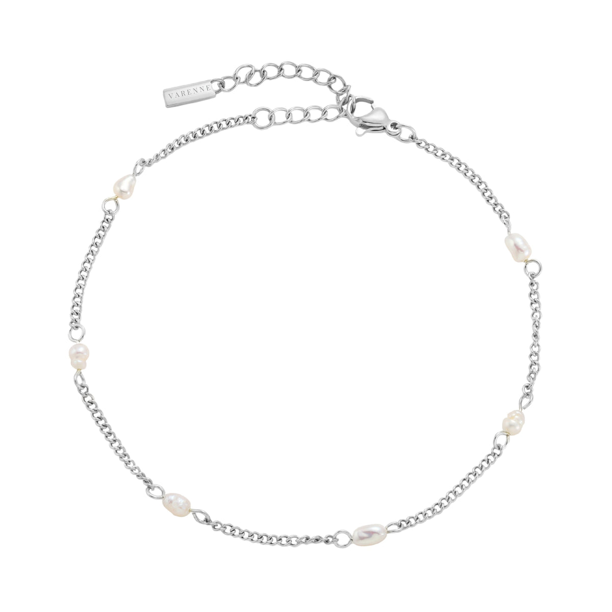 Bruce & Co Freshwater Pearl Station Anklet, 3 mm Pearls