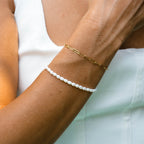 Bruce & Co Freshwater Pearl Bracelet, 16–20 cm, Steel