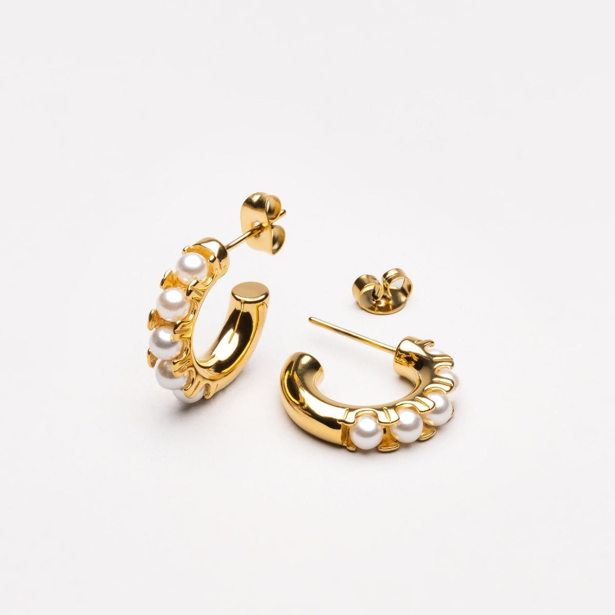 Bruce & Co Mother-of-Pearl Half-Hoop Earrings, 18 mm