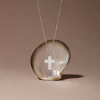 Bruce & Co Mother-of-Pearl Cross Necklace, Stainless Steel