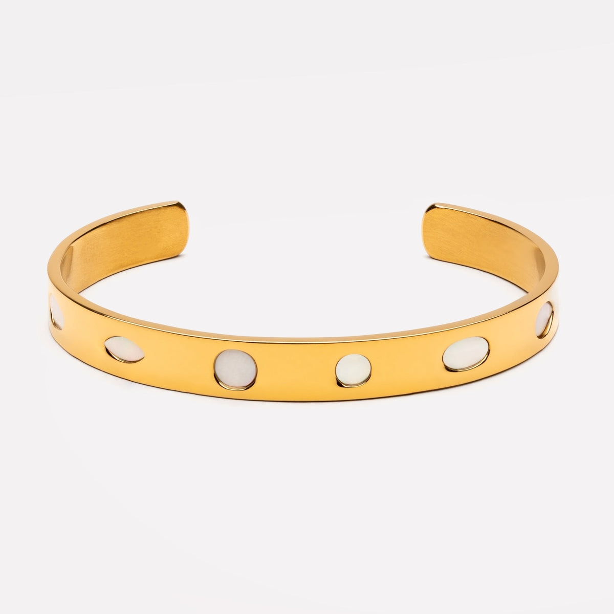 Bruce & Co Mother of Pearl Dot Cuff Bracelet, Steel