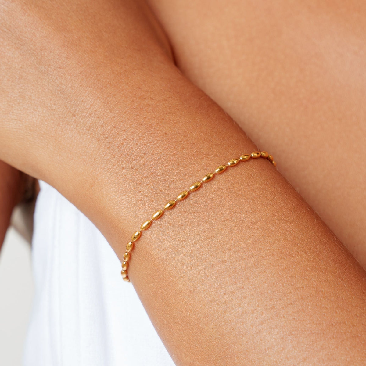 Bruce & Co Pebble Link Bracelet, 2 mm, Stainless Steel