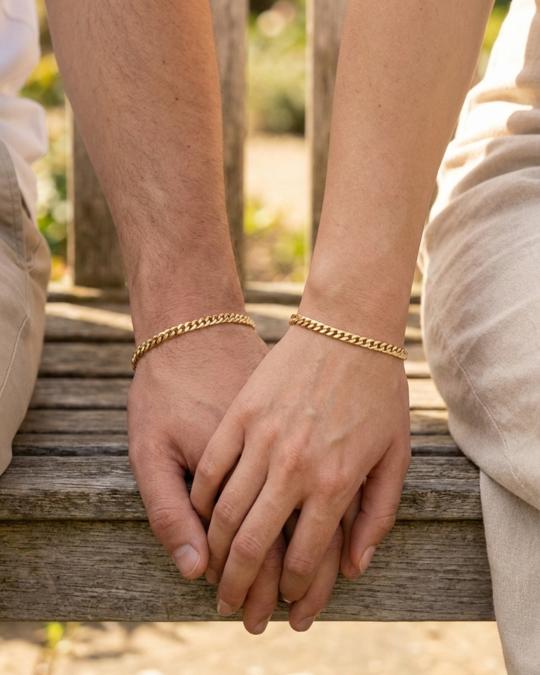 Bruce & Co Men’s Permanent Couple Bracelet Set, 2 Pieces, Gold-Plated