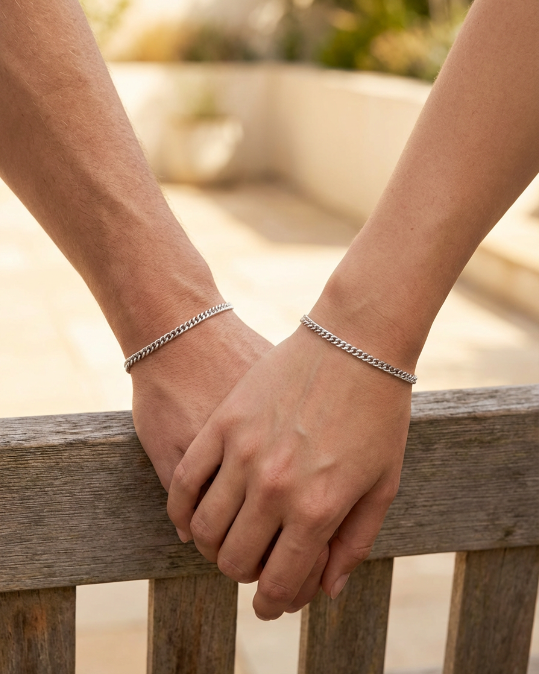 Bruce & Co Men’s Permanent Couple Bracelet Set, 2 Pieces, Silver-Plated