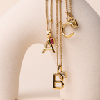 Bruce & Co Initial & Birthstone Charm Necklace