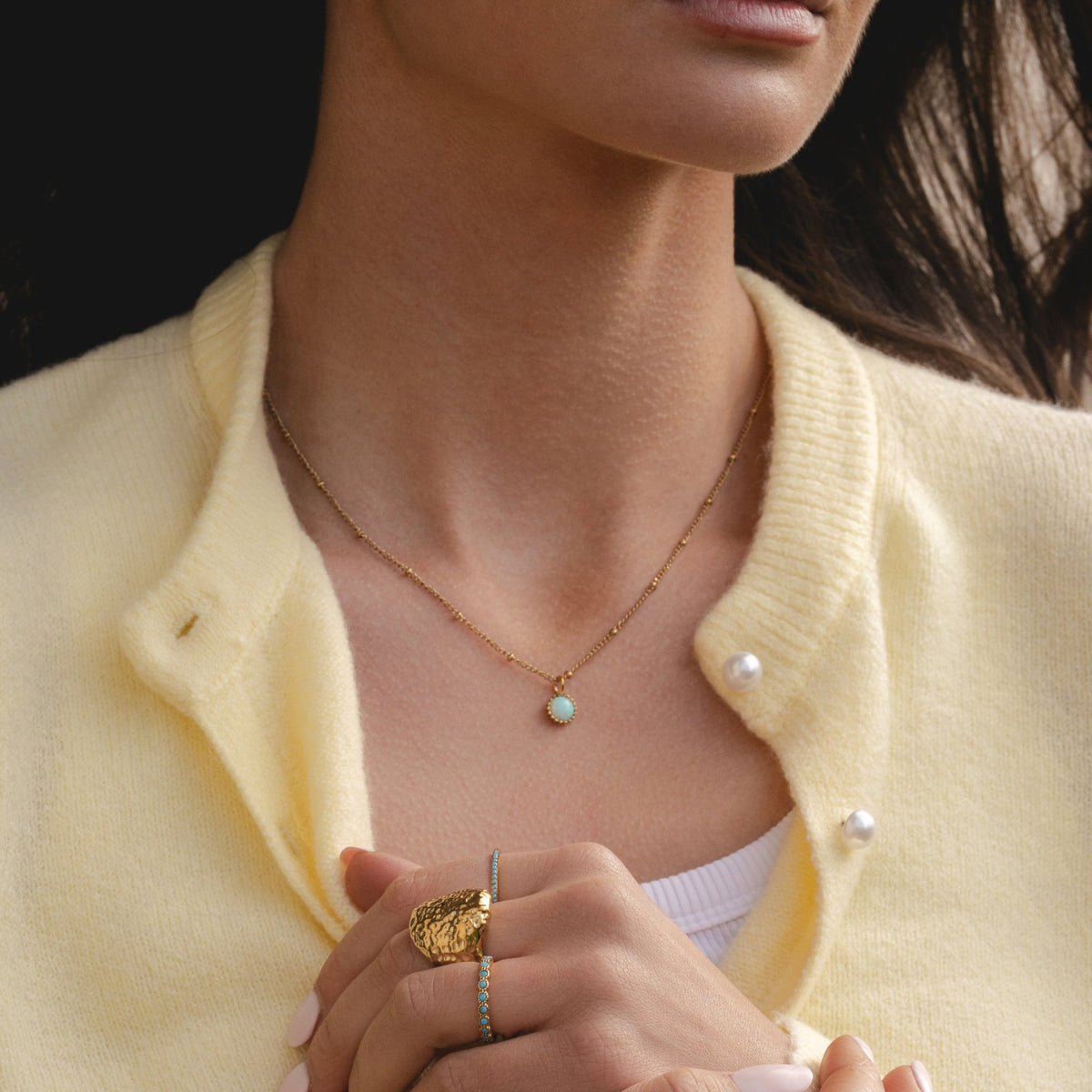 Bruce & Co Round Mint Opal Pendant Necklace, 6 mm