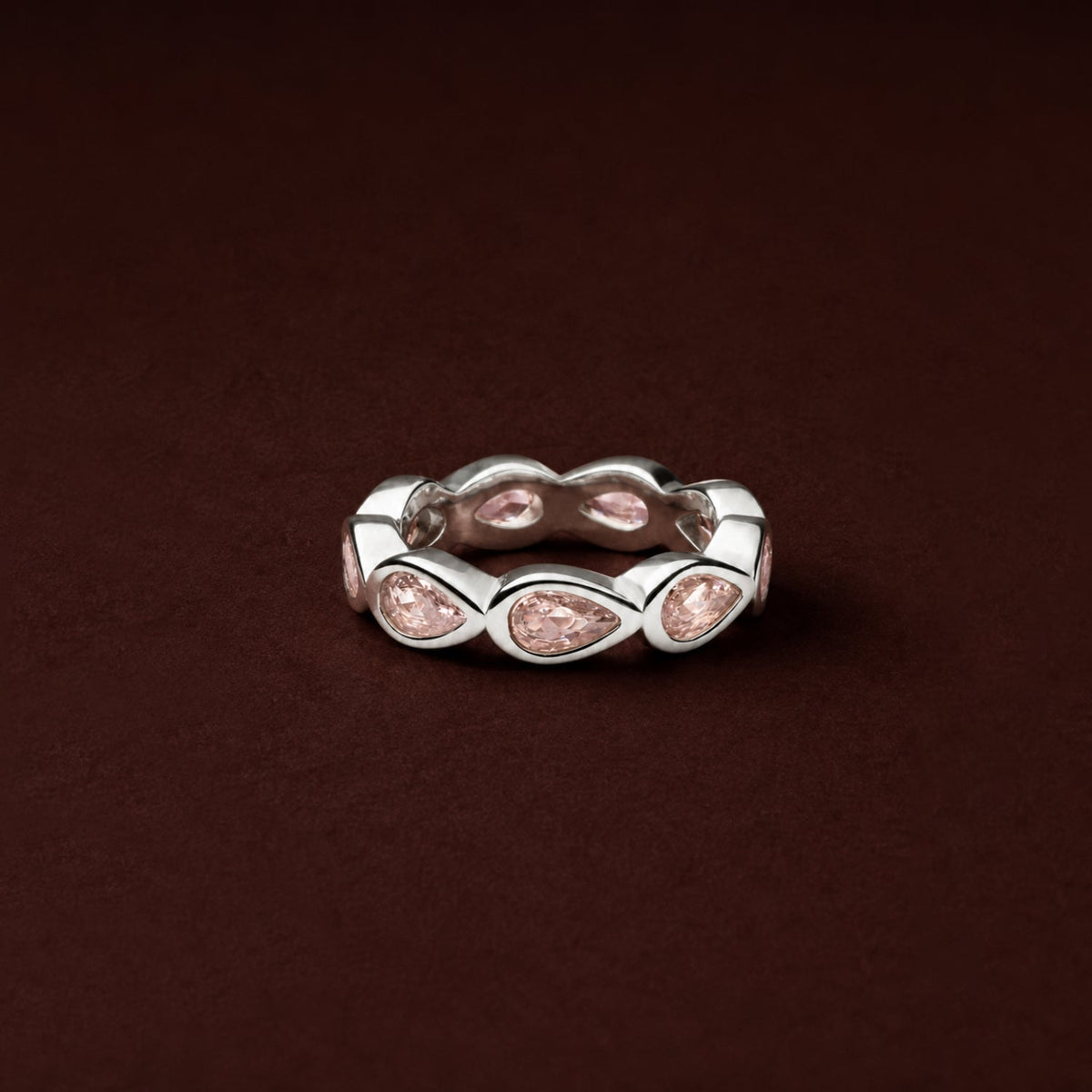 Bruce & Co Peony – Pink Zircon Teardrop Eternity Ring