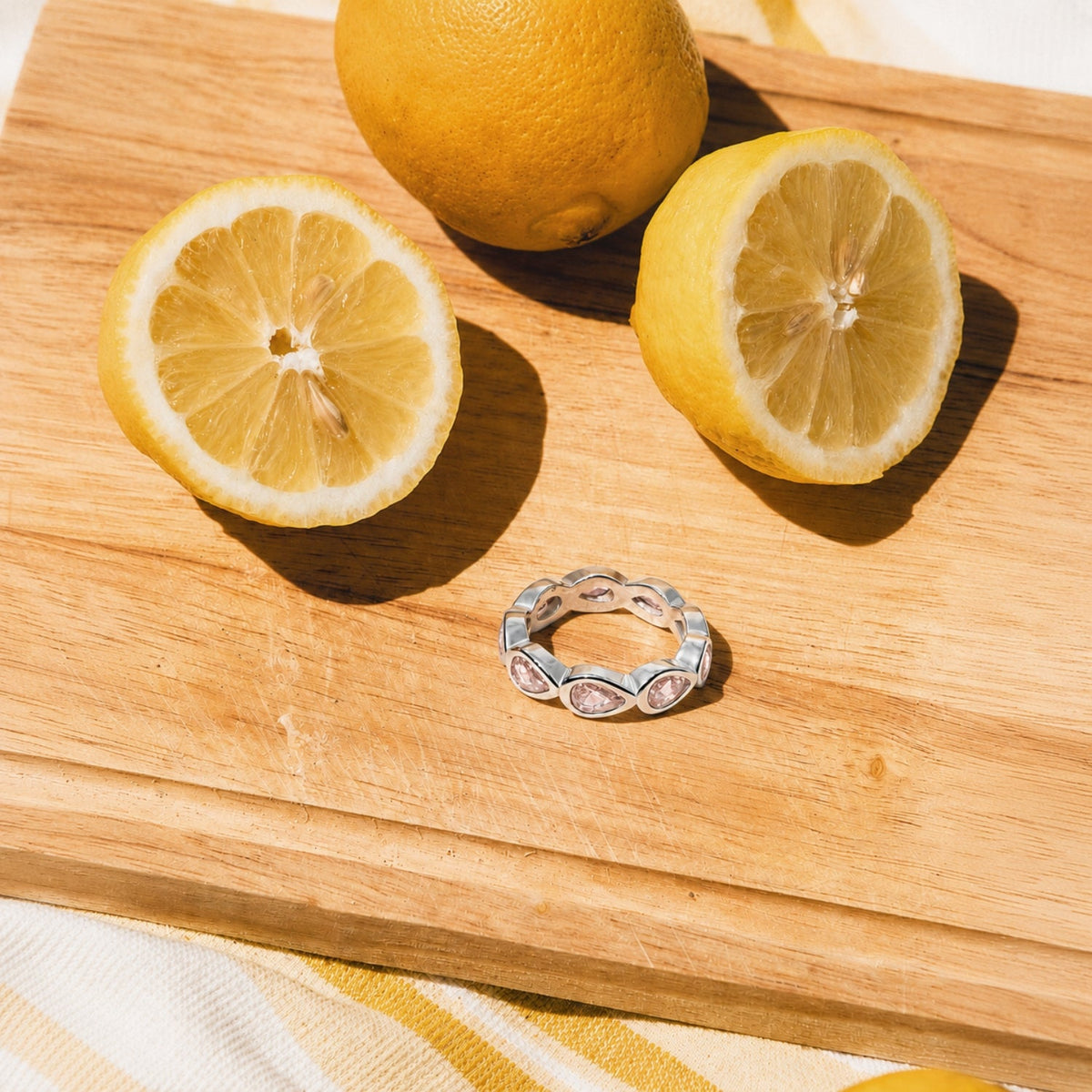 Bruce & Co Peony – Pink Zircon Teardrop Eternity Ring