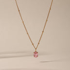 Bruce & Co Rose – Oval Pink Cubic Zirconia Necklace