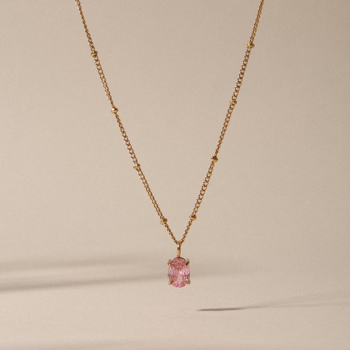 Bruce & Co Rose – Oval Pink Cubic Zirconia Necklace