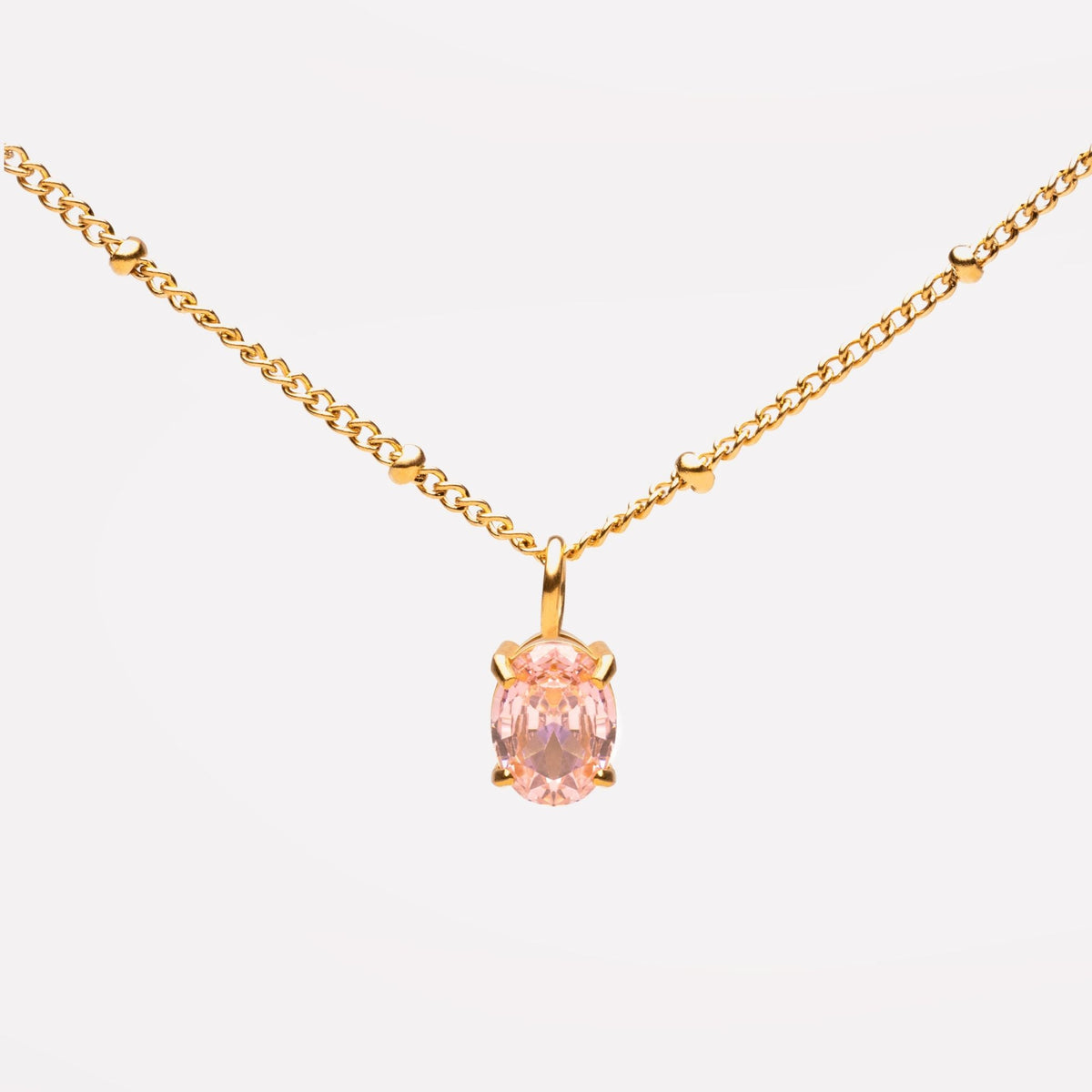 Bruce & Co Rose – Oval Pink Cubic Zirconia Necklace