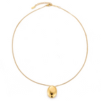 Bruce & Co Polished Pebble Pendant Necklace, Steel