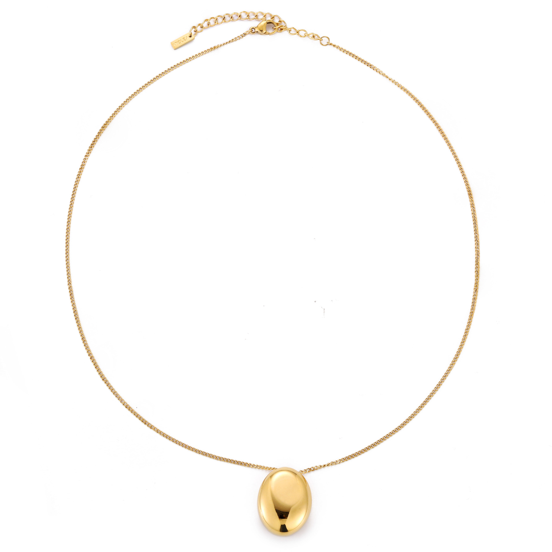 Bruce & Co Polished Pebble Pendant Necklace, Steel