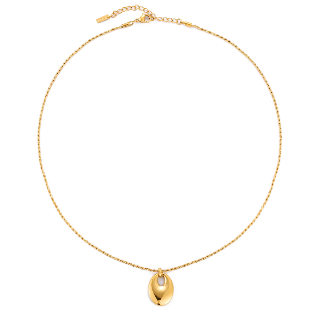 Bruce & Co Reverie – Oval Open Pendant Necklace, Stainless Steel