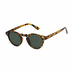 Bruce & Co PORTO Havana frame green lens round sunglasses front view