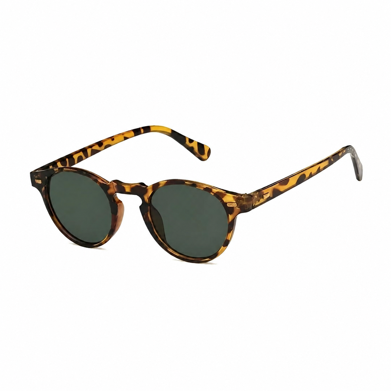 Bruce & Co PORTO Havana frame green lens round sunglasses front view