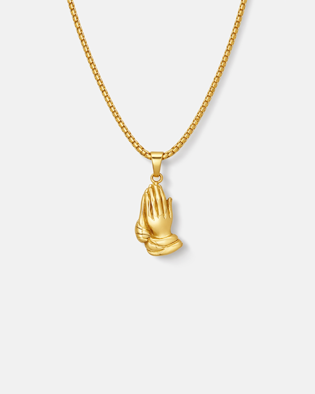 Bruce & Co Praying Hands Pendant Necklace, Gold-Plated Steel
