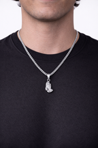 Bruce & Co Praying Hands Pendant Necklace, Silver-Plated Steel
