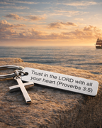 Bruce & Co Proverbs 3:5 Scripture Keychain with Cross Charm, Silver-Tone