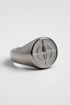 Bruce & Co Men’s Compass Signet Ring, Silver-Tone, US 7–12