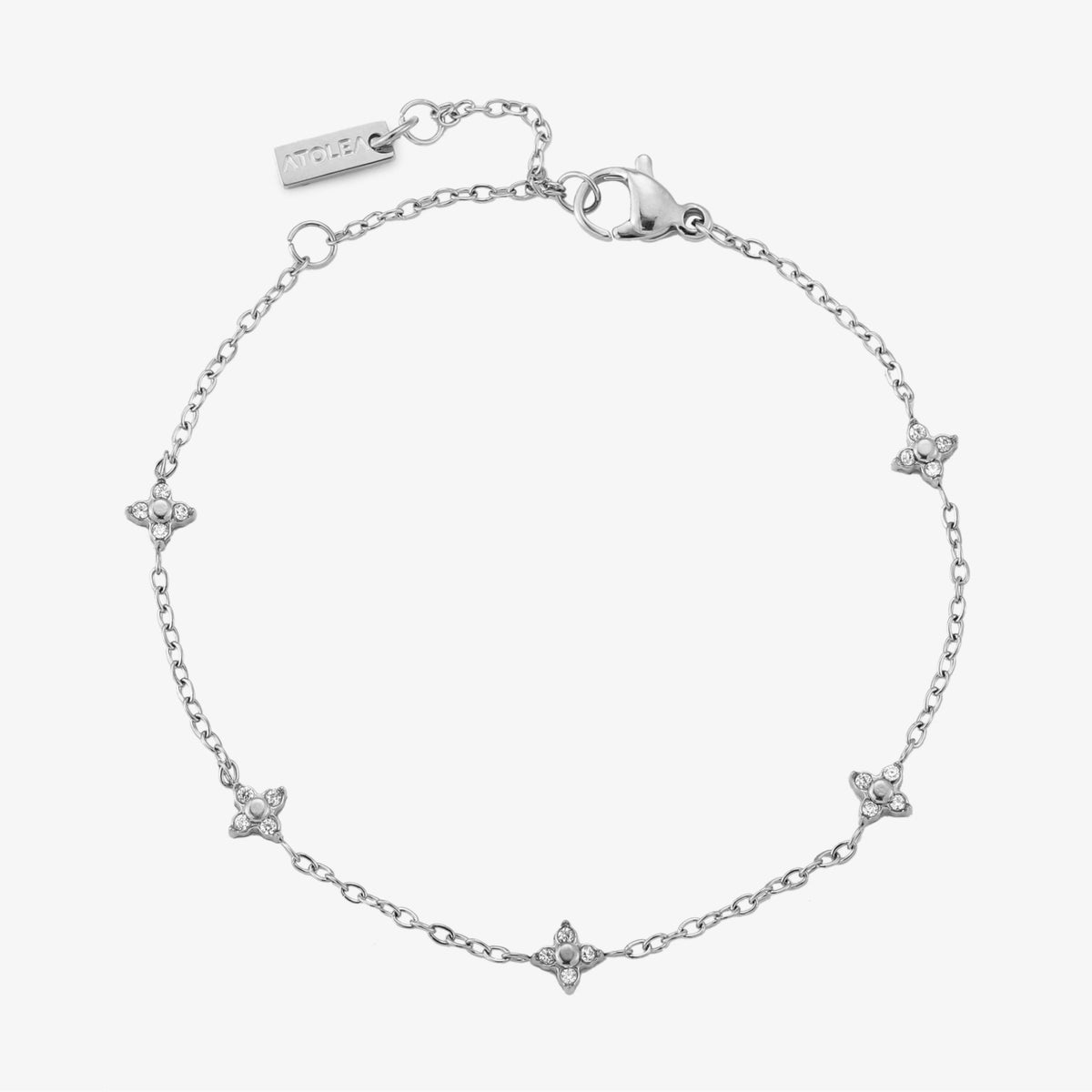 Bruce & Co Quatrefoil Zircon Station Bracelet, Steel