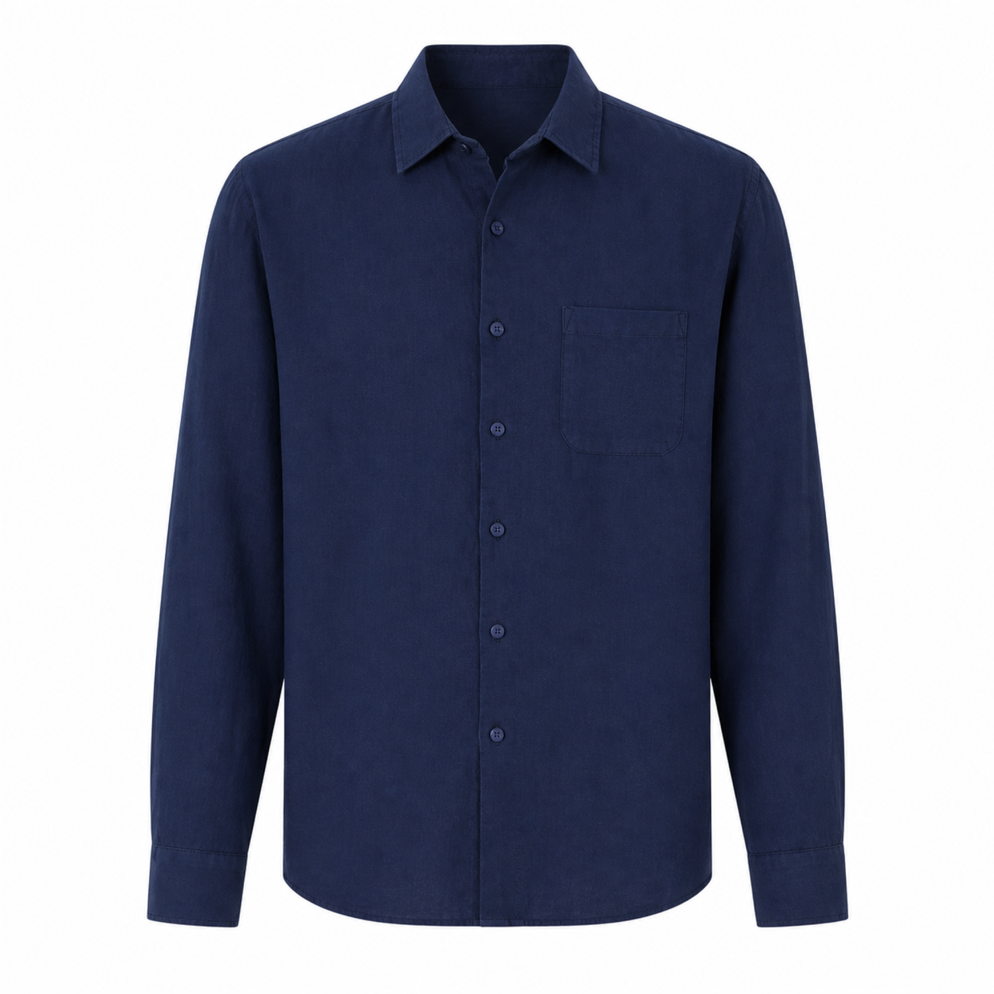 Quinmere navy long-sleeve shirt on a white studio background